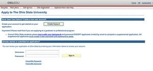 Grad Application sign in page