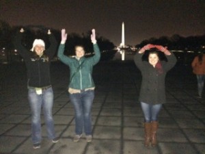 Oberstadt, Jagger, and Bodey show their Ohio pride with the Washington Monument!