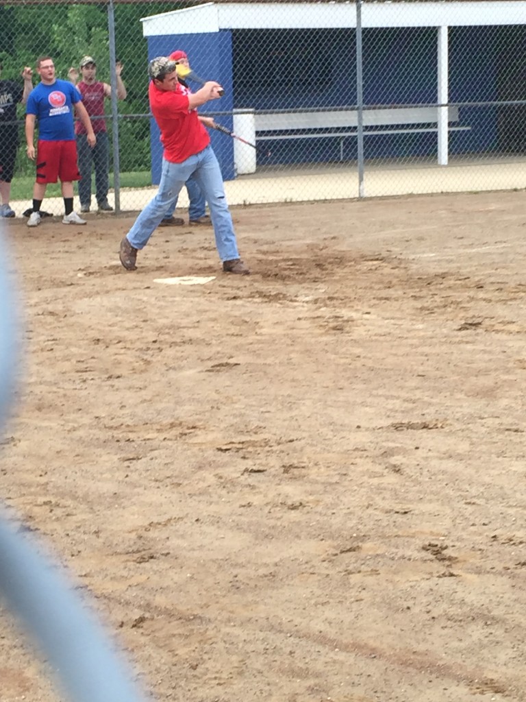 Norris enjoys a softball game during a chapter meeting of the West Holmes FFA.