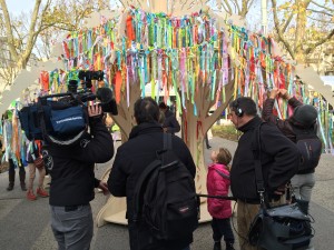 This tree was held hundreds of ribbons expressing what people did not want to lose to climate disruption.