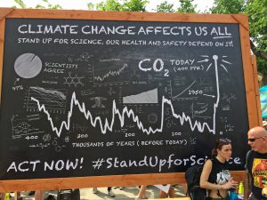 The Climate Change Affects Us All chalkboard made its debut at the People's Climate March in New York City in 2014. 