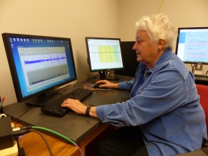 Sandy Gaunt digitizing in the Borror lab