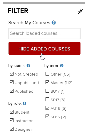 Hide Added Courses