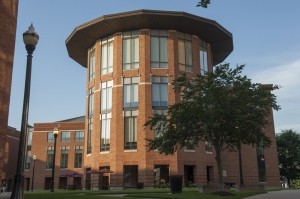 Exterior view of Mason Hall on the Fisher College of Business campus.