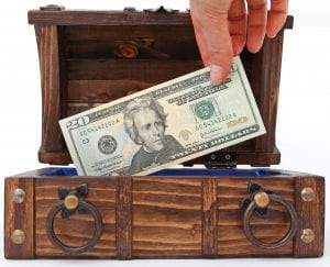 Wooden chest with $