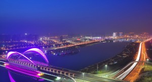 The photo is the night view of Taiyuan city, which is my favorite city. (Photo source: Taiyuan city from Baidu images.)