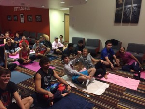Me and my friends at a Health and Wellness HSS sponsored event - Yoga and Yogurt.