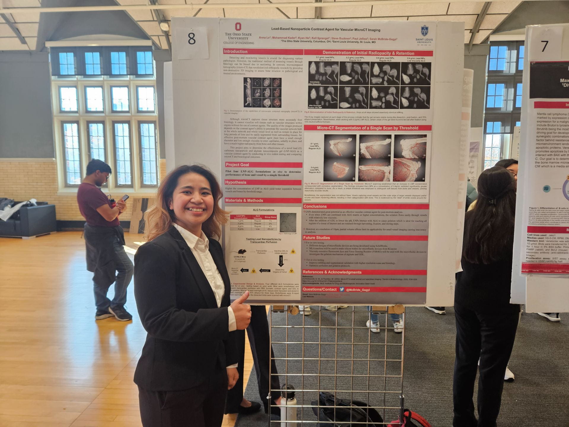 Anna Le with her poster on Lead-based Nanoparticle Contrast Agent for Vascular MicroCT Imaging 