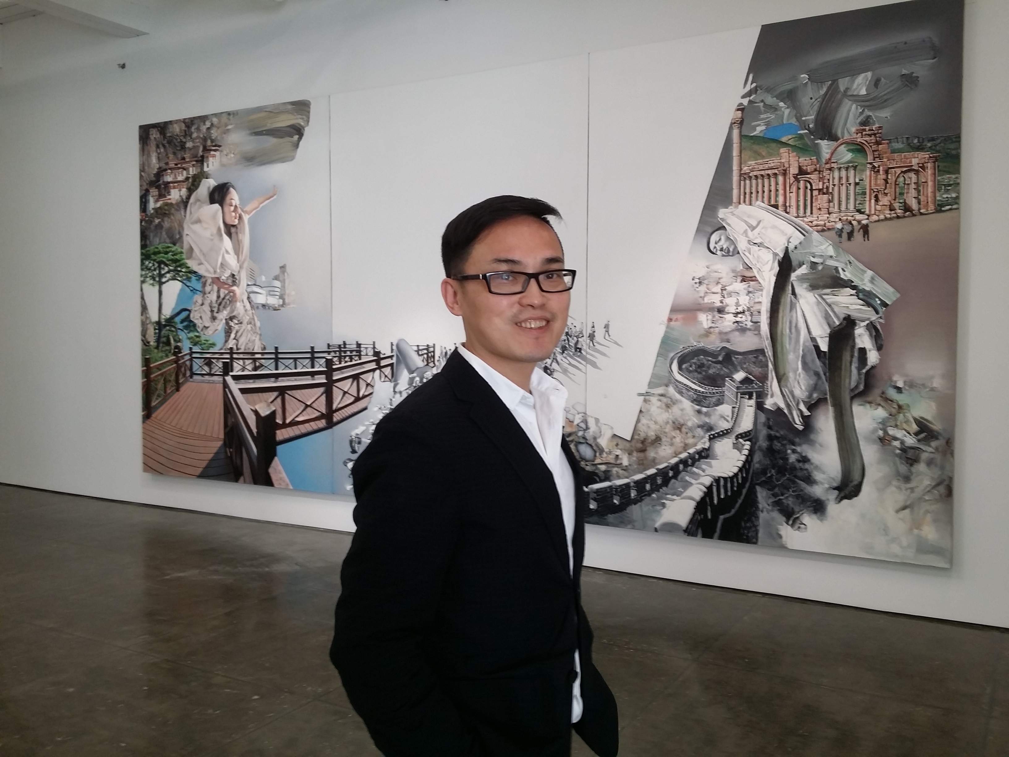 Zhong Biao, at the Klein Sun Gallery for the opening of his show "The Other Shore." 