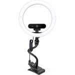 Clamp-on ring light with webcam