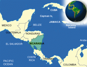 Location of Nicaragua--Central America