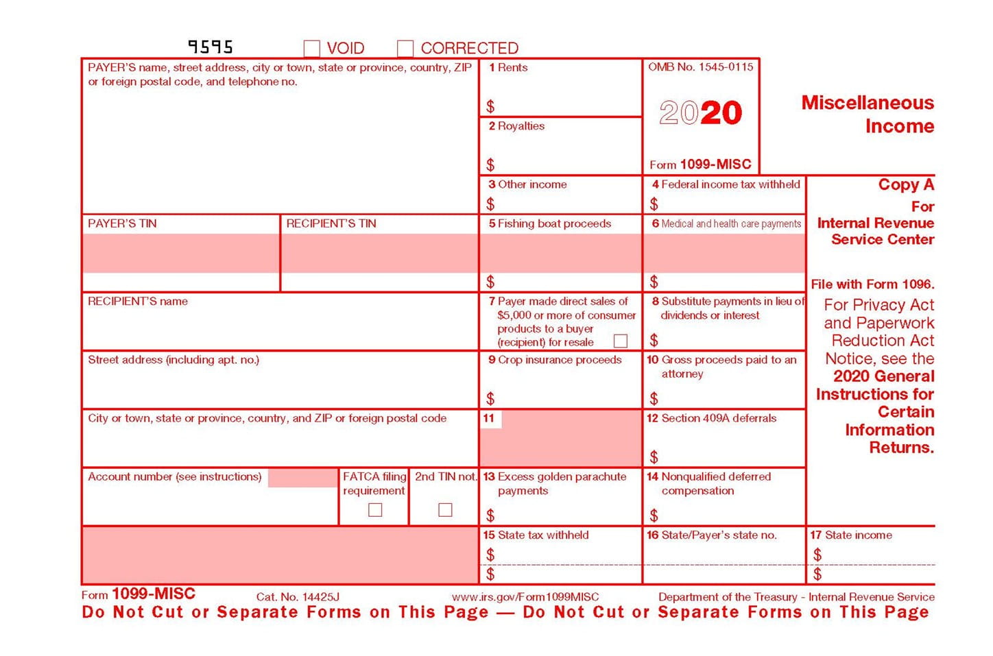 25    sample completed 1099 misc form 2020 325140 How to fill in 1099