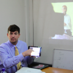 Cory Tressler demonstrates a video lecture