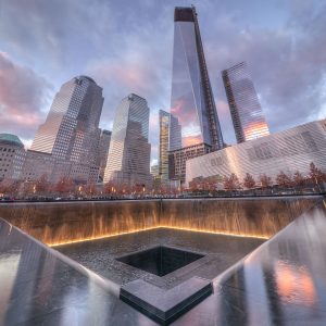 The 9/11 Memorial South Pool in New York City.