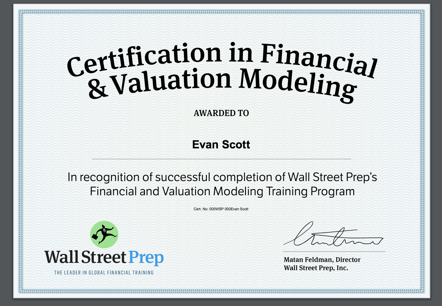 Wall Street Prep Certification Evan Scott #39 s ePortfolio