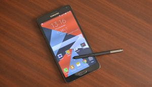 A Galaxy Note phone with a stylus 