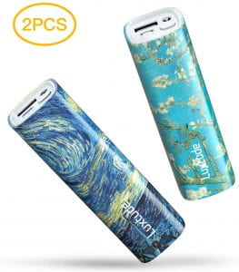 Two Luxtude myColors mini portable phone chargers.