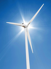 wind turbine in sun