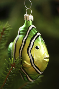 picture of fish ornament on christmas tree