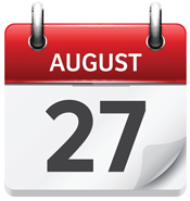 August 27. Vector flat daily calendar icon. Date and time