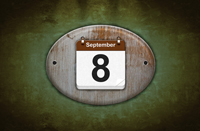 Old wooden calendar with September 8.