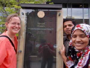 On the U of M scholars walk, a plaque celebrating Norman Borlaug's Congressional Medal