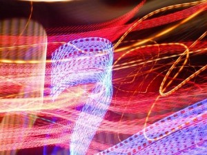 Image of colorful lights in a swirl pattern