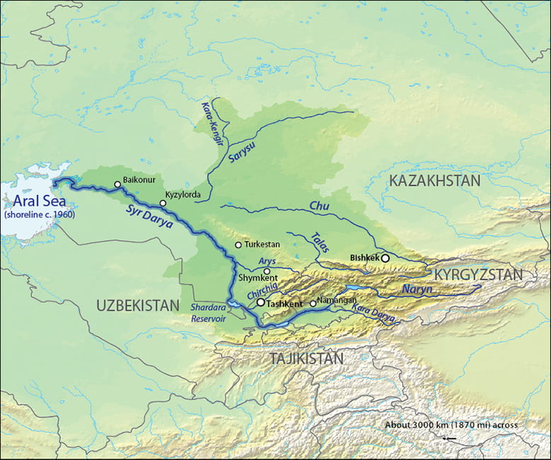 map of Syr Darya river