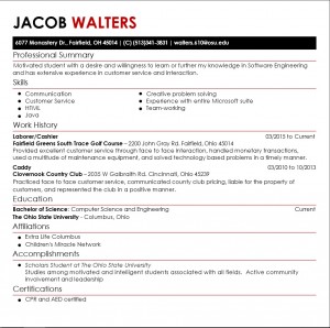 Jacob Walters Resume