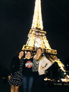 Tess, Taylor, and I on our second night enjoying the  Eiffel Tower