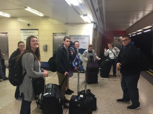 The Comrades attempting to catch the Tube at London Heathrow Airport