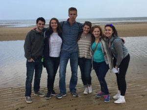 The group standing on Omaha beach